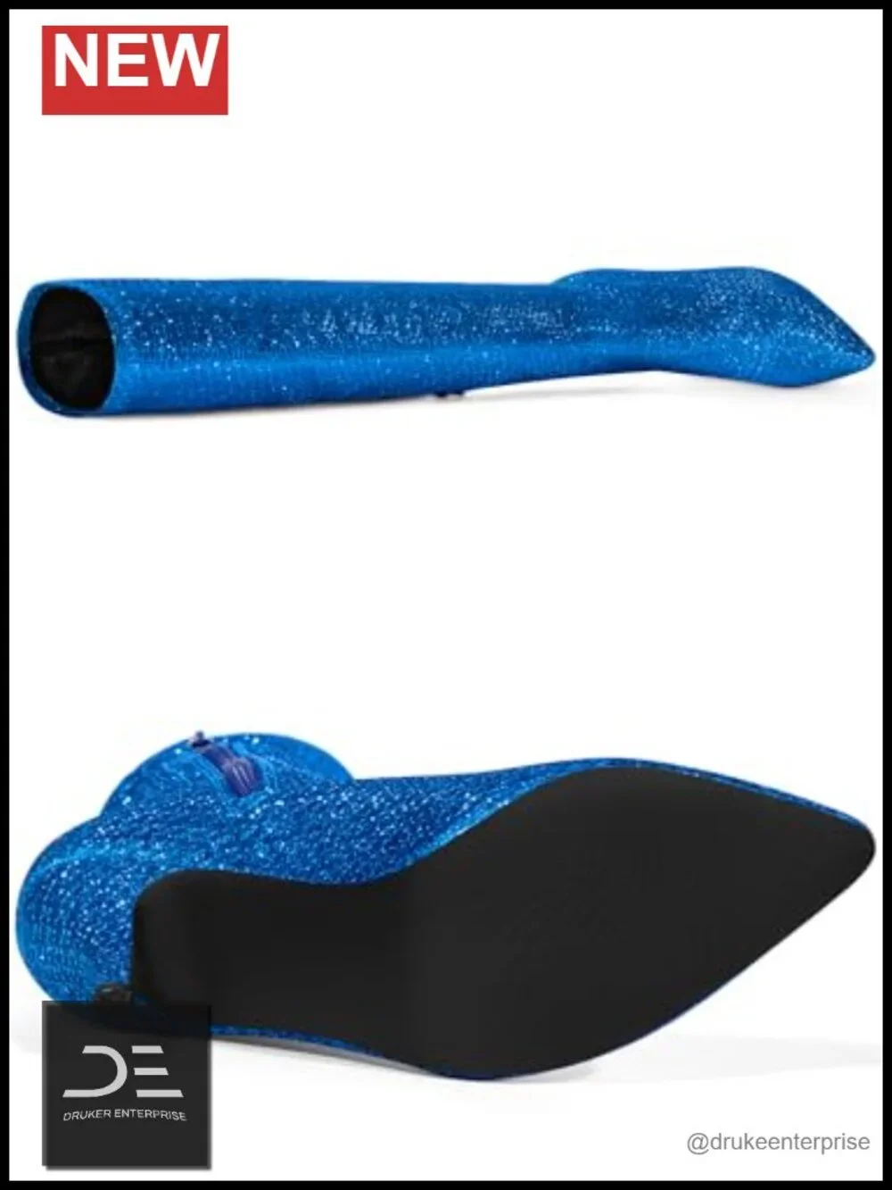 Glitter Over the Knee Stiletto Heel Boots with Side Zip Pointed Toe